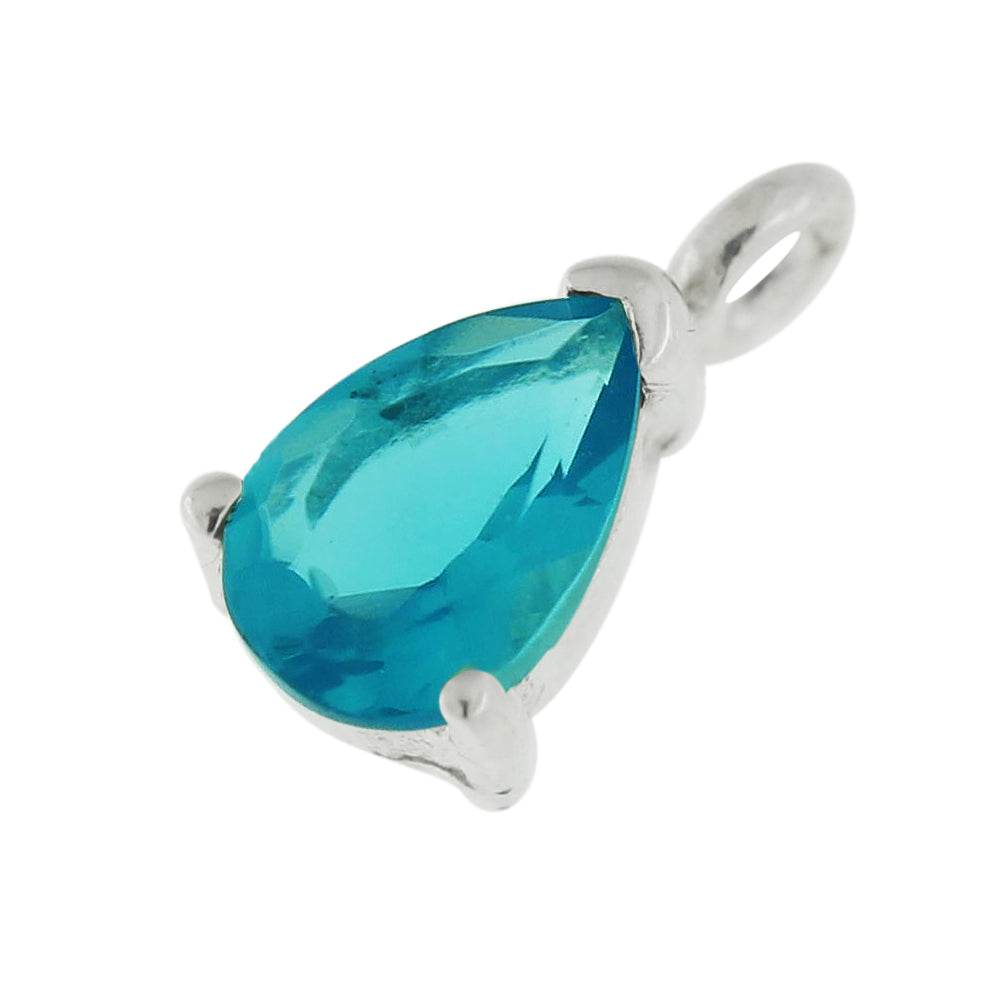 925 Sterling Silver 4mm Tear Shape Jeweled Pendant
