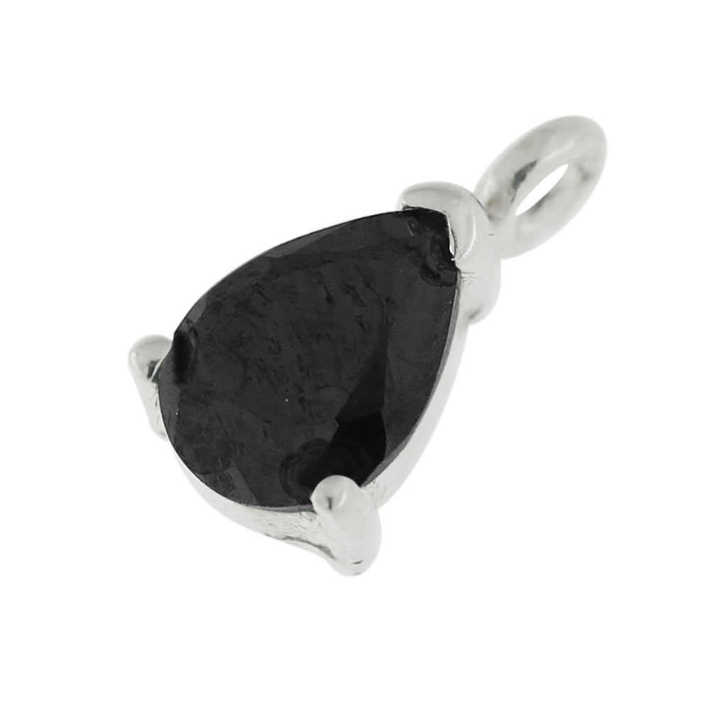 925 Sterling Silver 4mm Tear Shape Jeweled Pendant