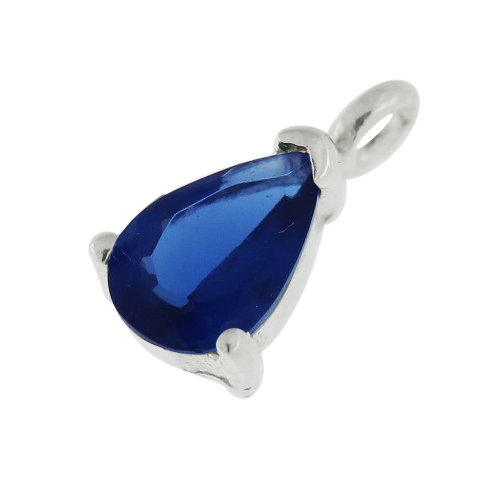925 Sterling Silver 4mm Tear Shape Jeweled Pendant