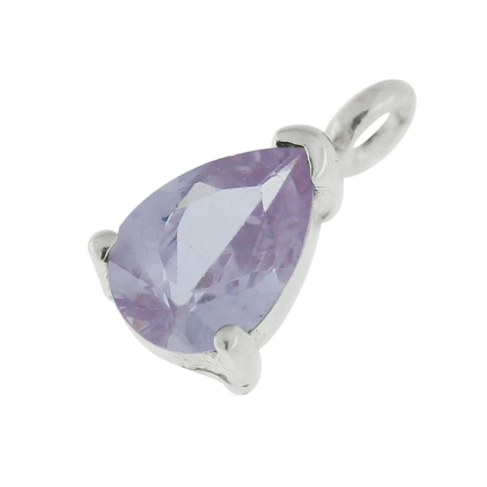 925 Sterling Silver 4mm Tear Shape Jeweled Pendant