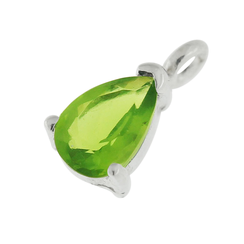 925 Sterling Silver 4mm Tear Shape Jeweled Pendant