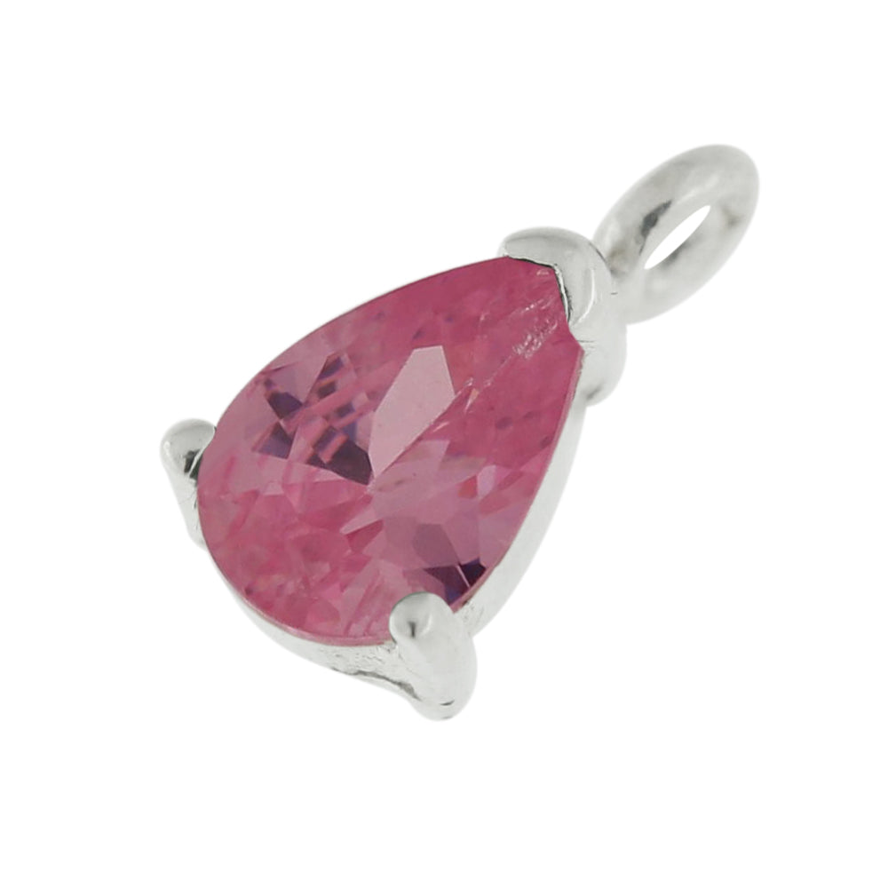 925 Sterling Silver 4mm Tear Shape Jeweled Pendant