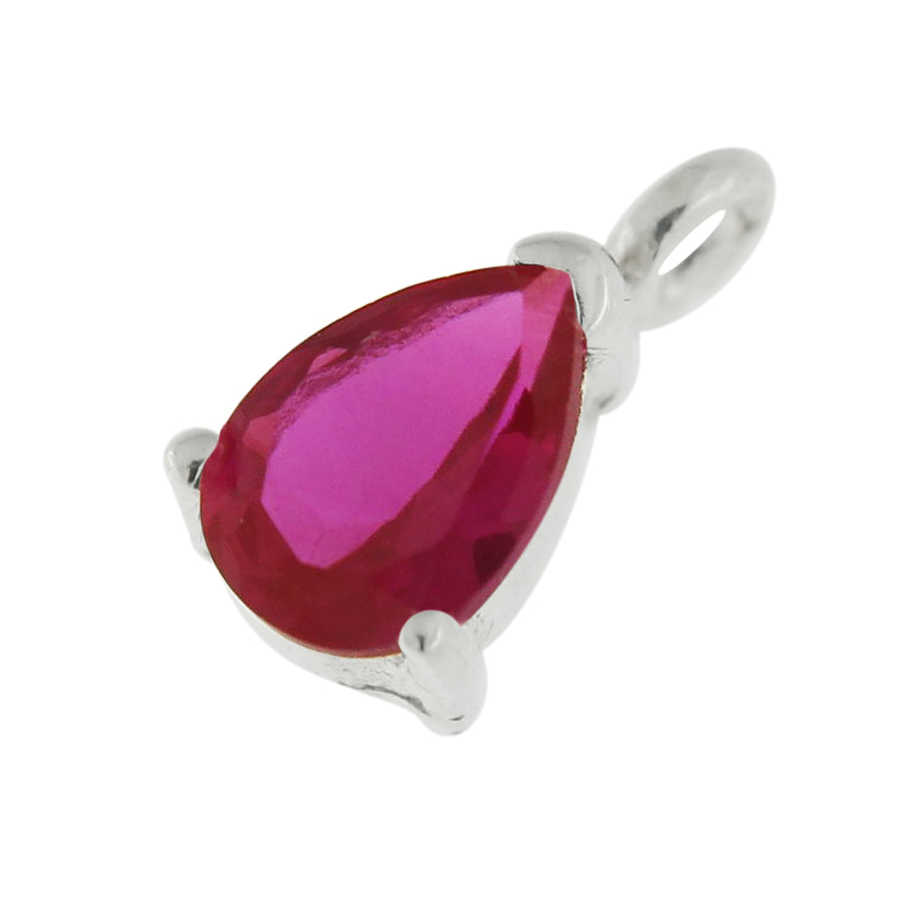 925 Sterling Silver 4mm Tear Shape Jeweled Pendant