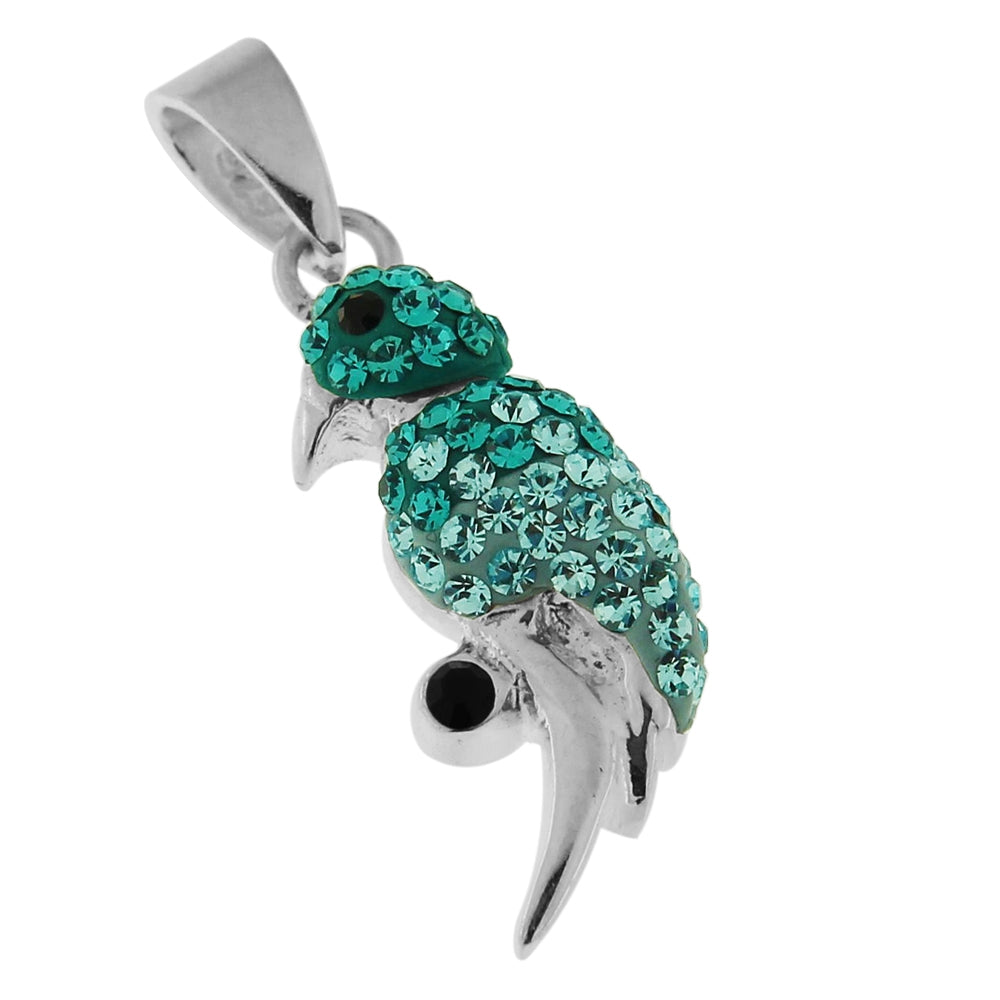 925 Sterling Silver Jeweled Parrot Pendant