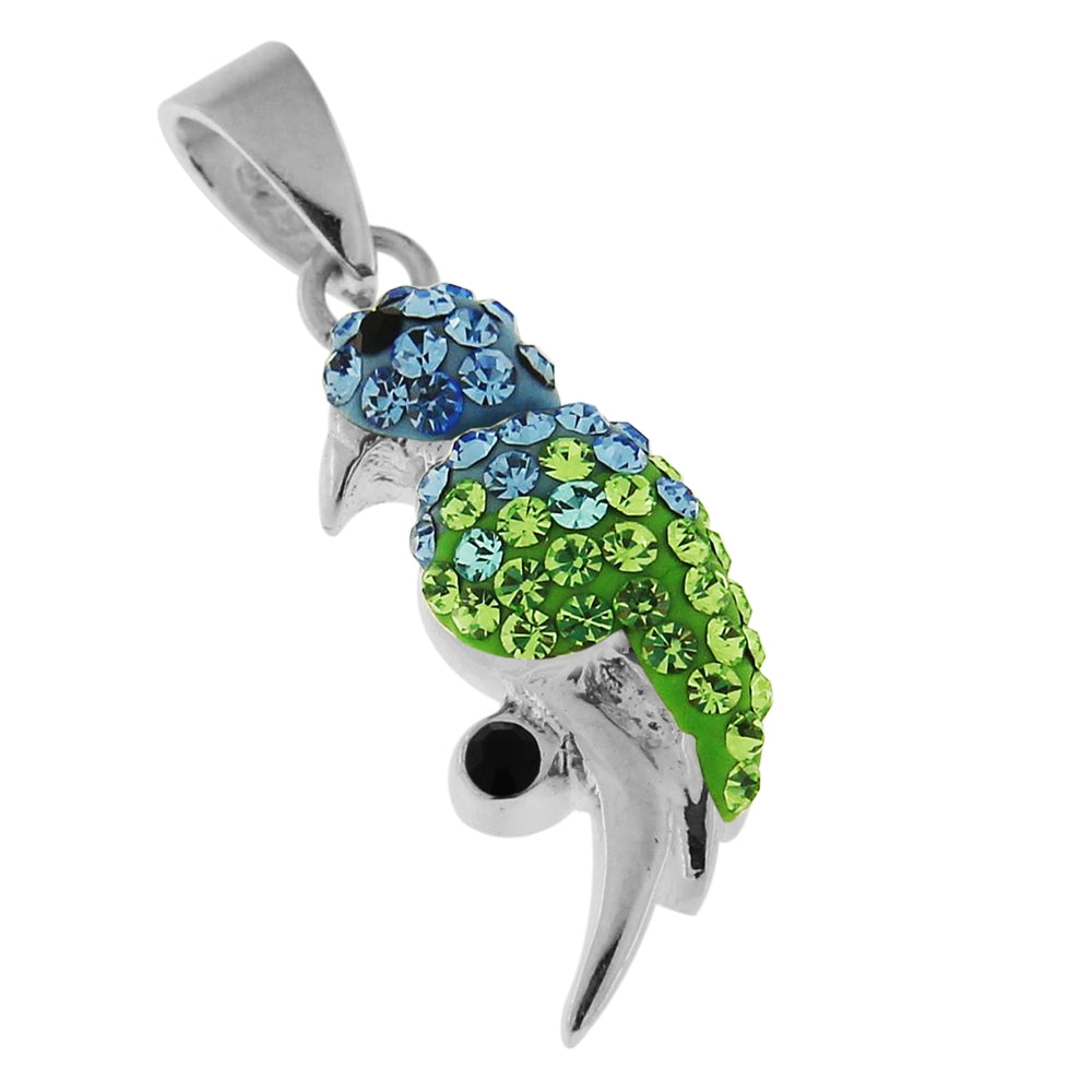 925 Sterling Silver Jeweled Parrot Pendant