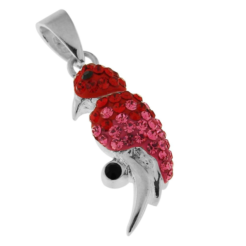 925 Sterling Silver Jeweled Parrot Pendant