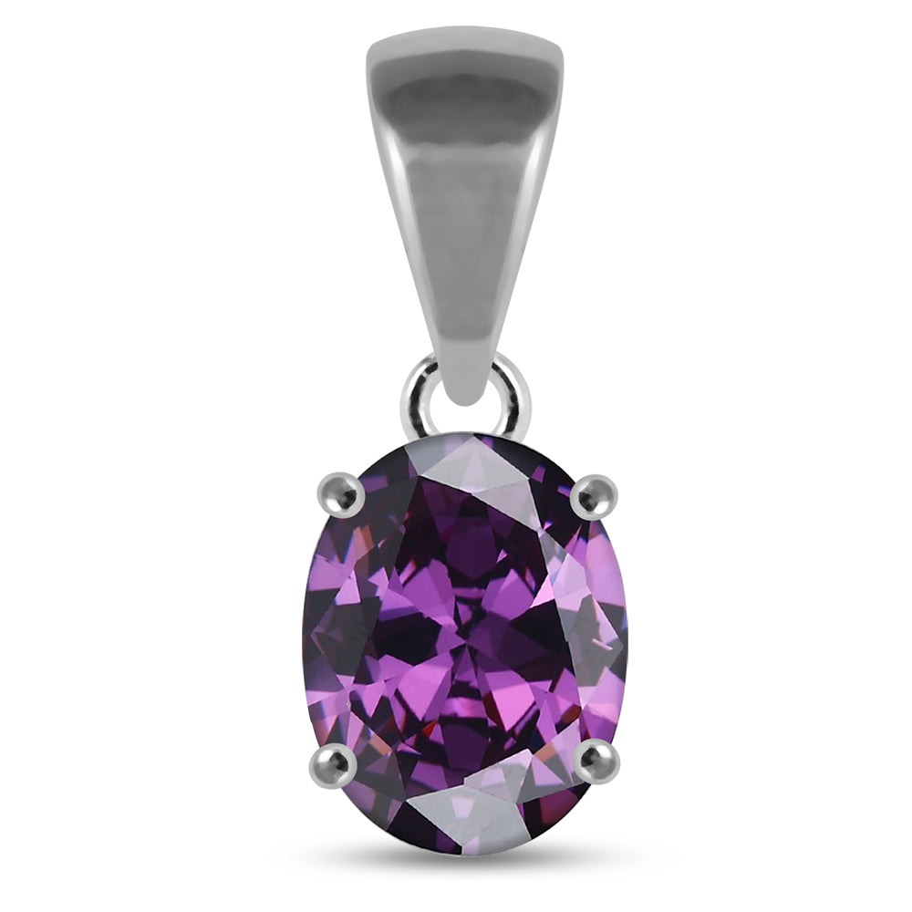 925 Sterling Silver Jeweled Fancy Single Stone Pendant