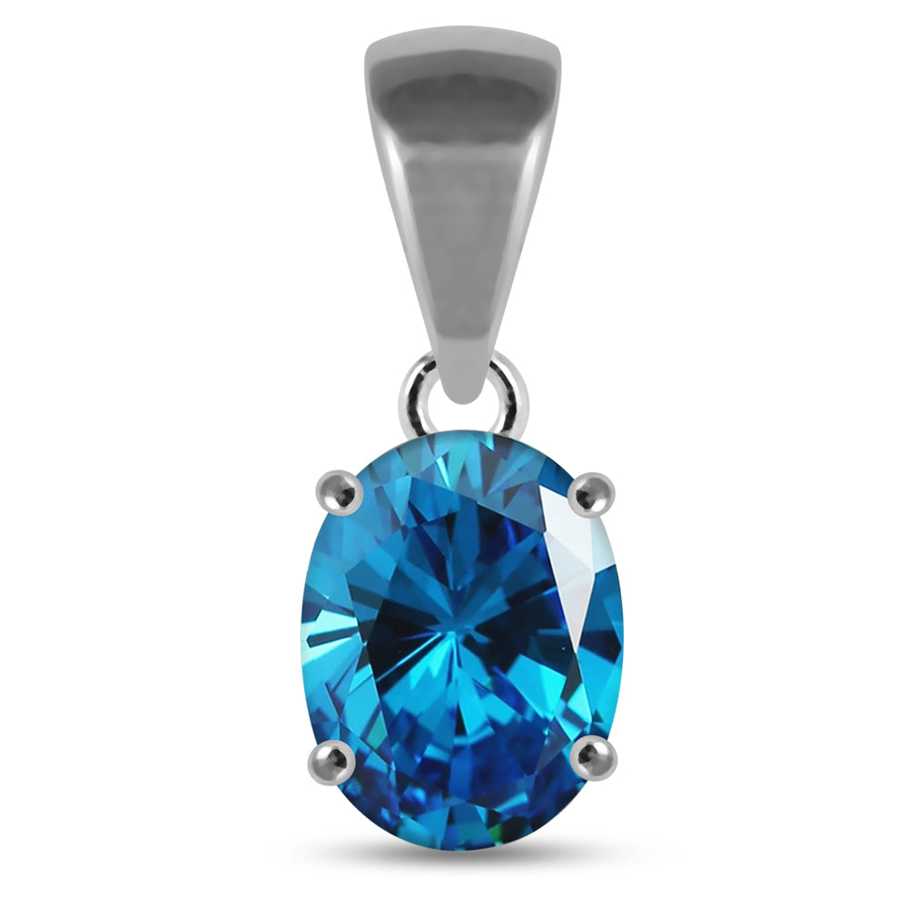 925 Sterling Silver Jeweled Fancy Single Stone Pendant