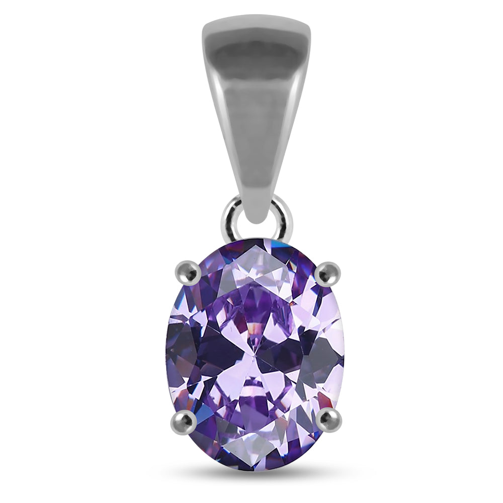 925 Sterling Silver Jeweled Fancy Single Stone Pendant