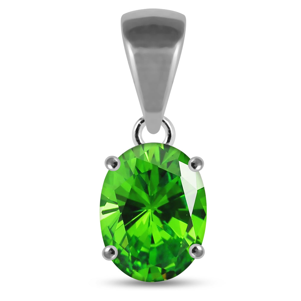 925 Sterling Silver Jeweled Fancy Single Stone Pendant