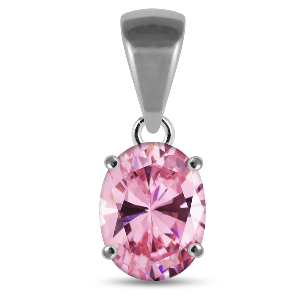 925 Sterling Silver Jeweled Fancy Single Stone Pendant