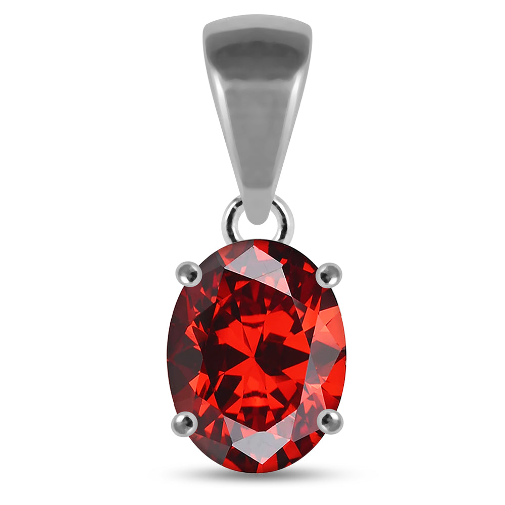 925 Sterling Silver Jeweled Fancy Single Stone Pendant