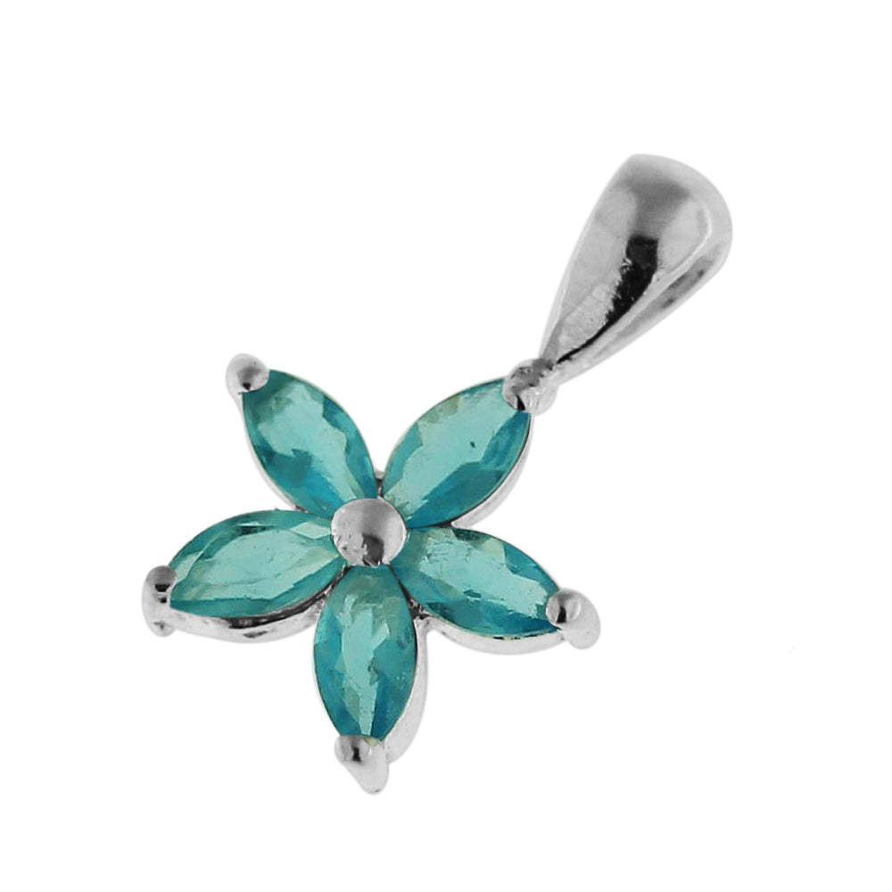 925 Sterling Silver Jeweled Flower Pendant