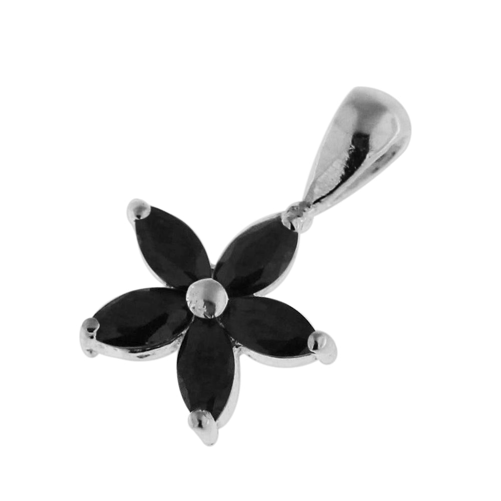 925 Sterling Silver Jeweled Flower Pendant