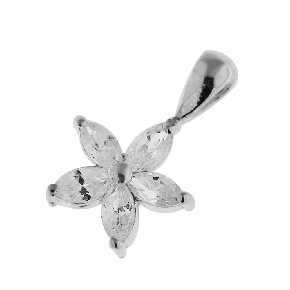 925 Sterling Silver Jeweled Flower Pendant