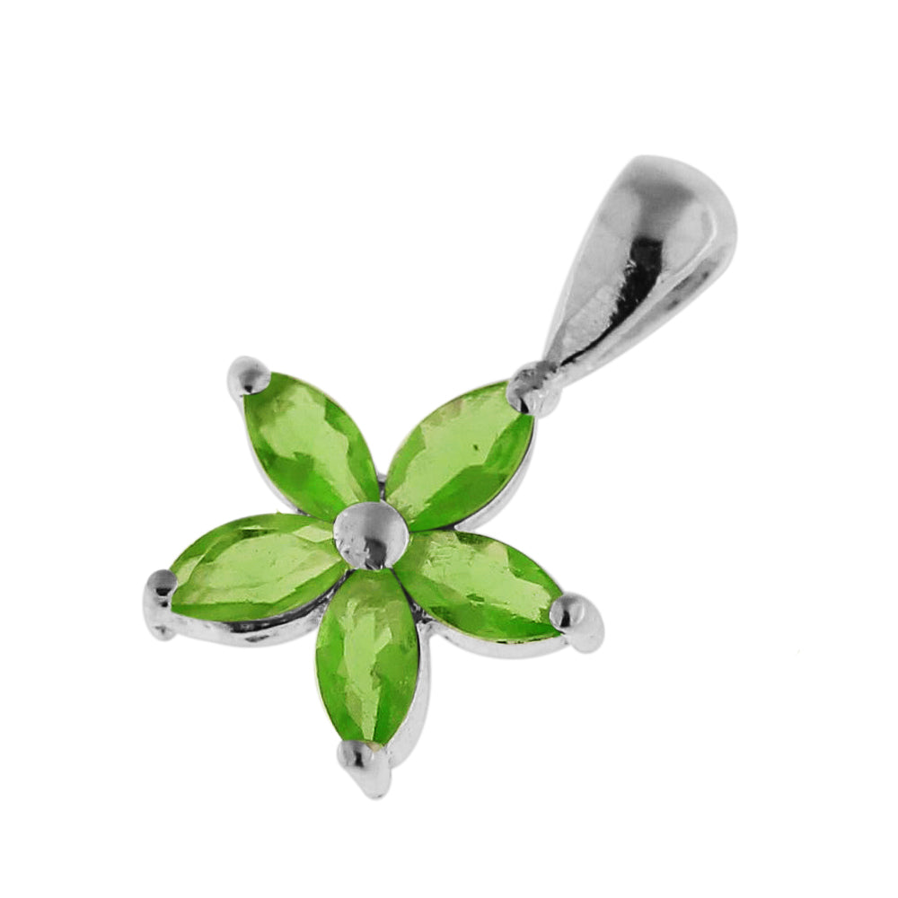 925 Sterling Silver Jeweled Flower Pendant