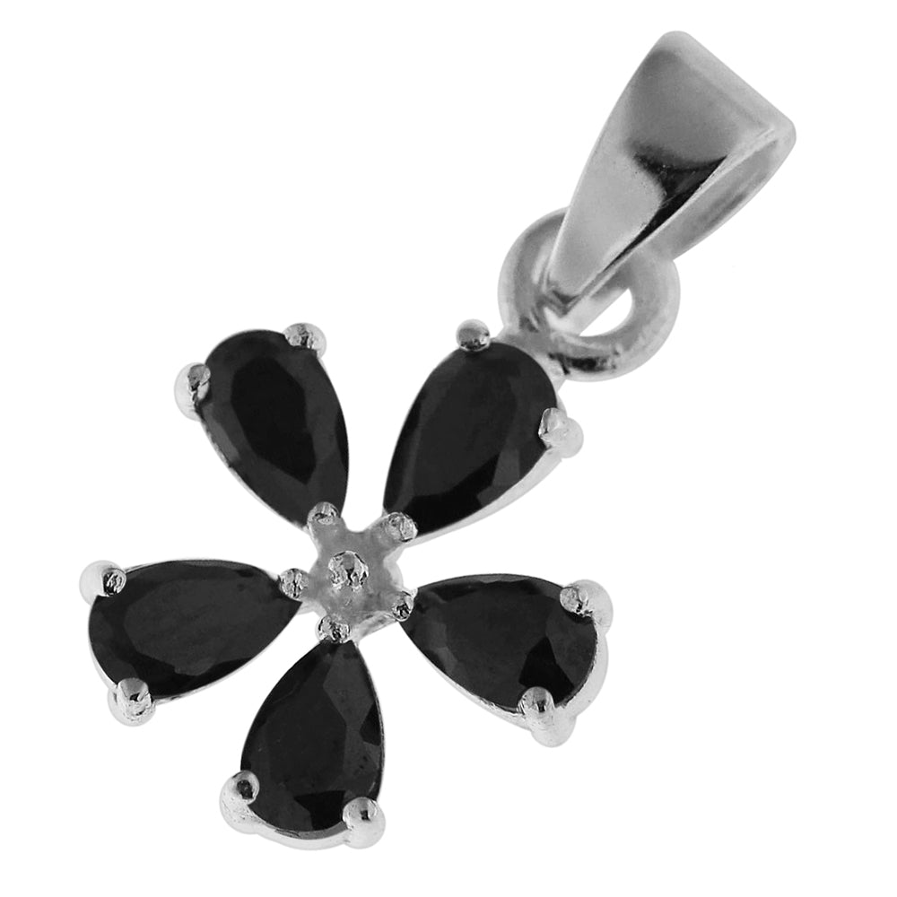 925 Sterling Silver Jeweled Fancy Flower Pendant