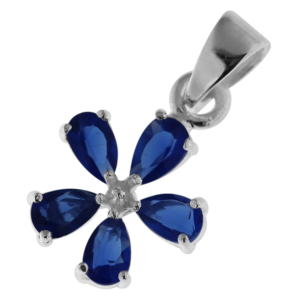 925 Sterling Silver Jeweled Fancy Flower Pendant