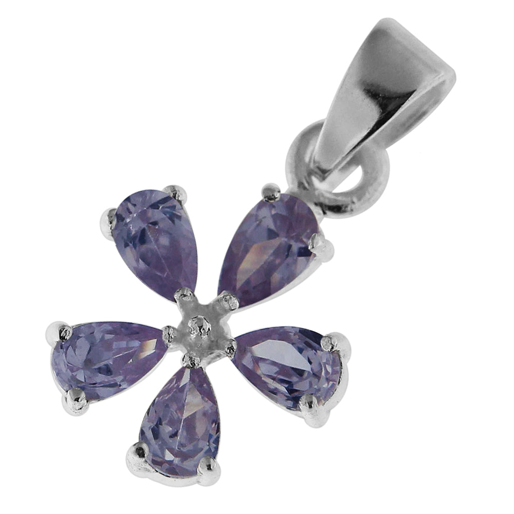 925 Sterling Silver Jeweled Fancy Flower Pendant