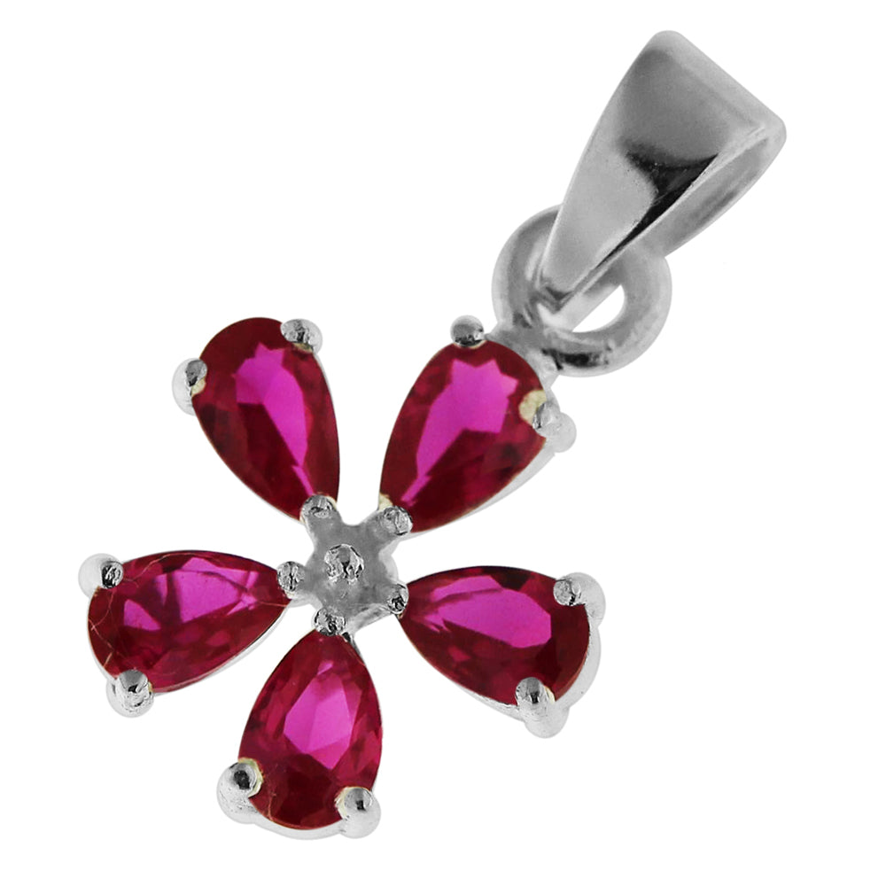 925 Sterling Silver Jeweled Fancy Flower Pendant