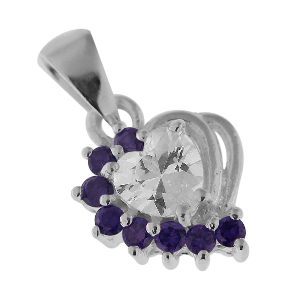 Fancy Jeweled with Heart 925 Sterling Silver Pendant