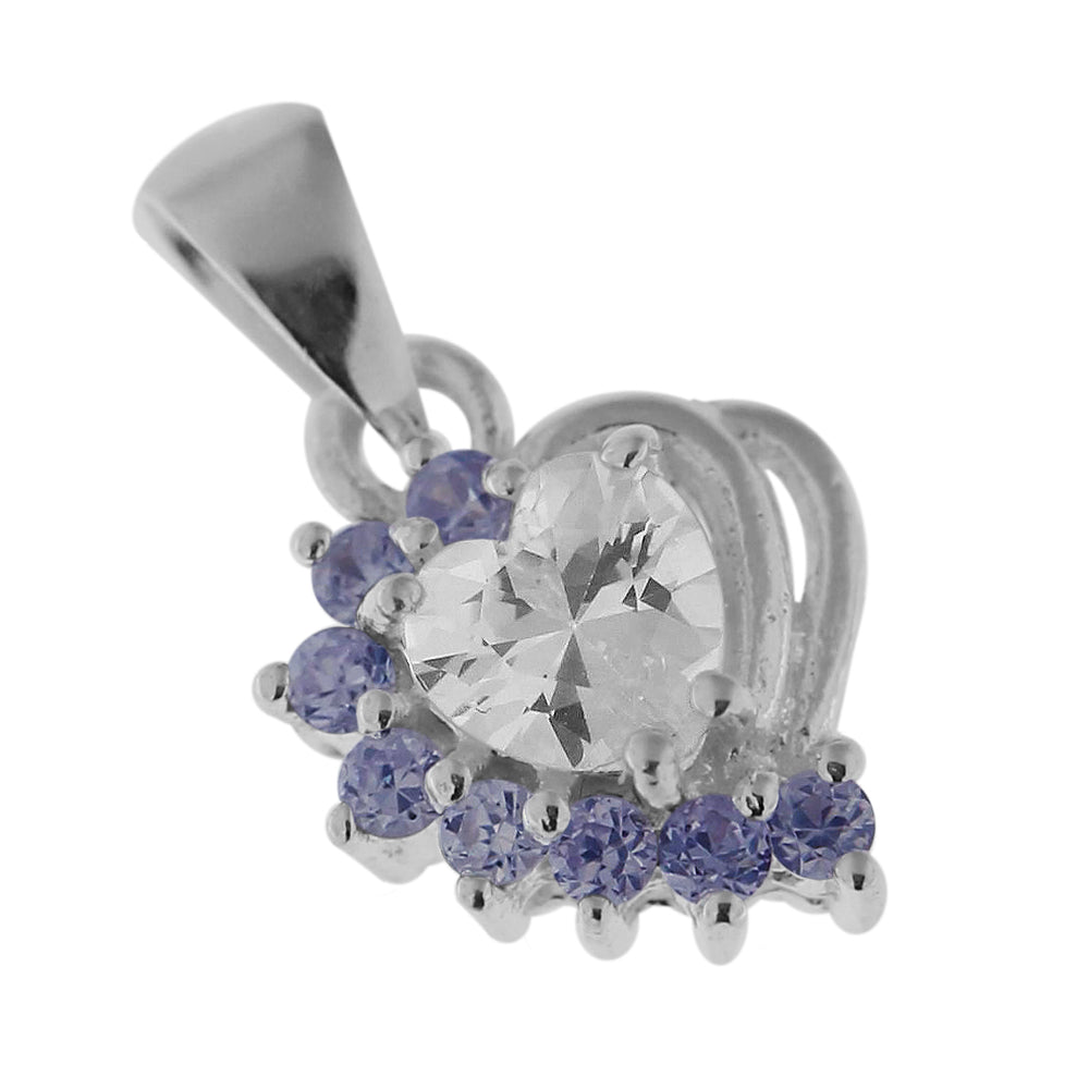 Fancy Jeweled with Heart 925 Sterling Silver Pendant