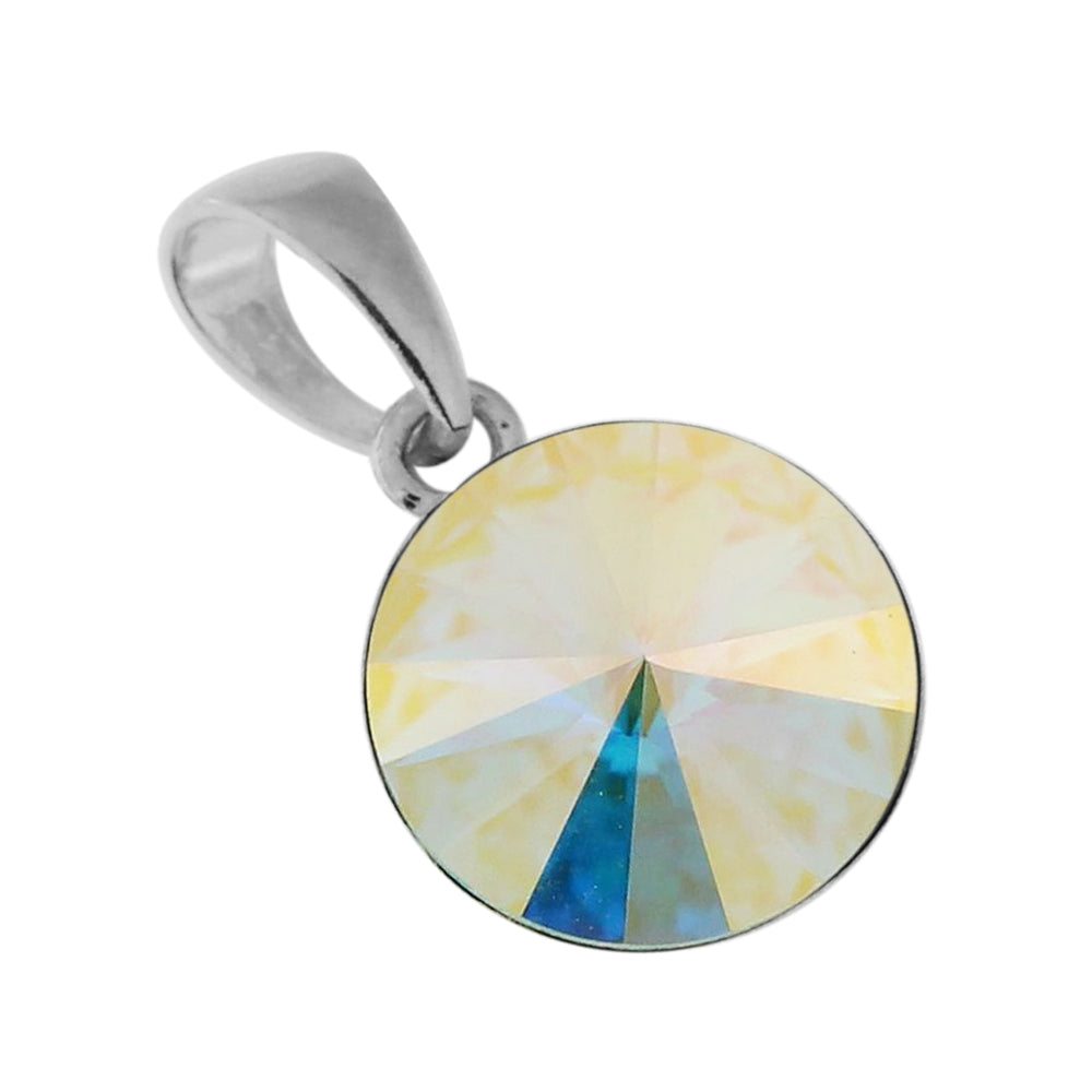 925 Sterling Silver 11 mm Round Stone Pendant
