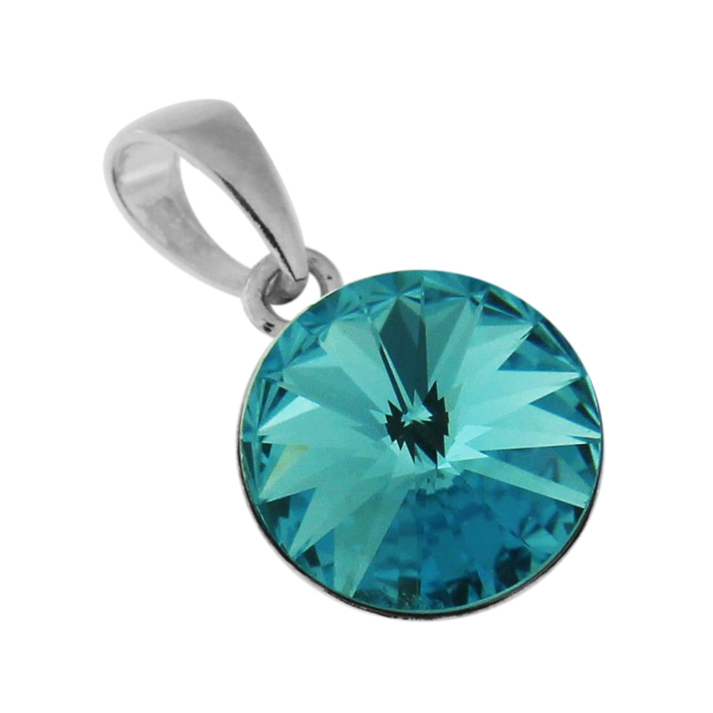 925 Sterling Silver 11 mm Round Stone Pendant