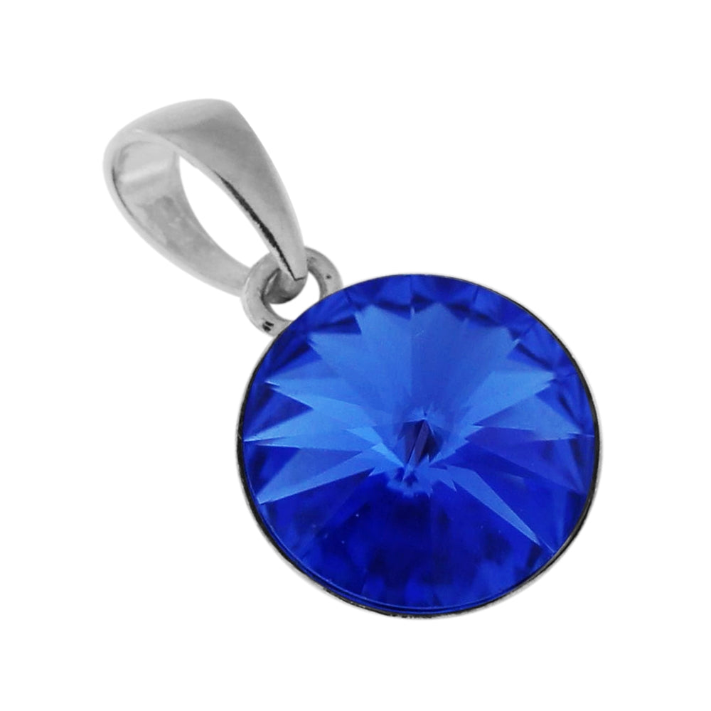 925 Sterling Silver 11 mm Round Stone Pendant