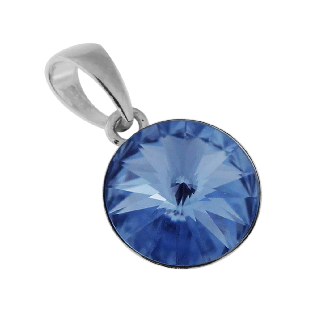 925 Sterling Silver 11 mm Round Stone Pendant