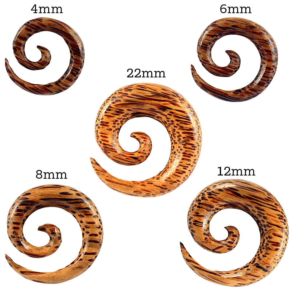Organic Coco Wood Spiral Ear Expander Gauges