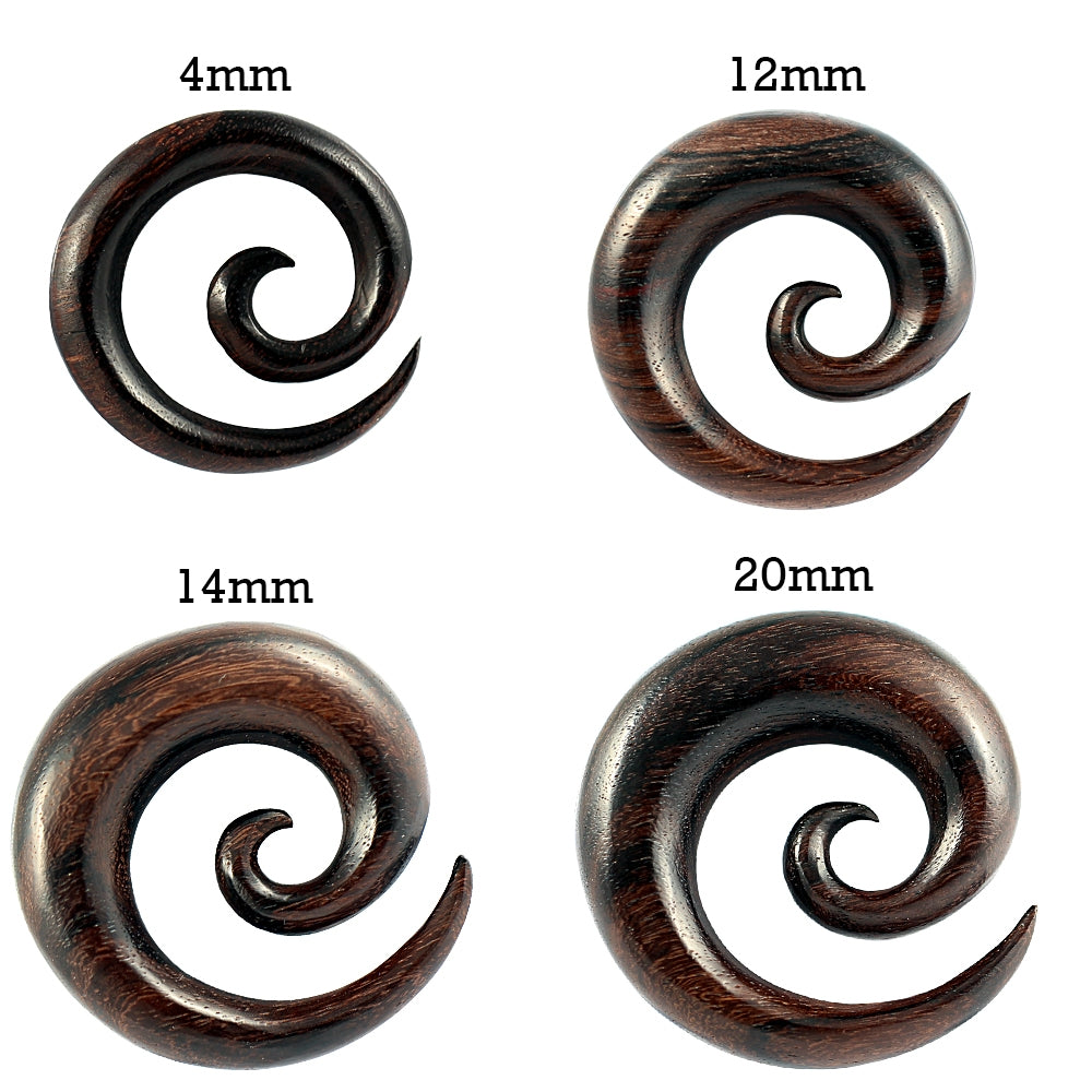 Organic Iron Wood Spiral Ear Expander Gauges