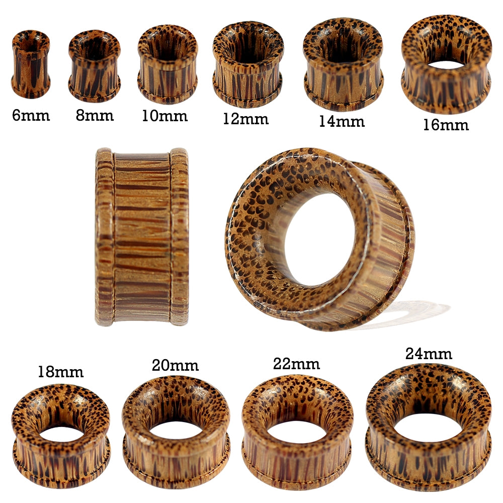 Organic Coco Wood Ribbed Edge Tunnel Ear Plug Gauges