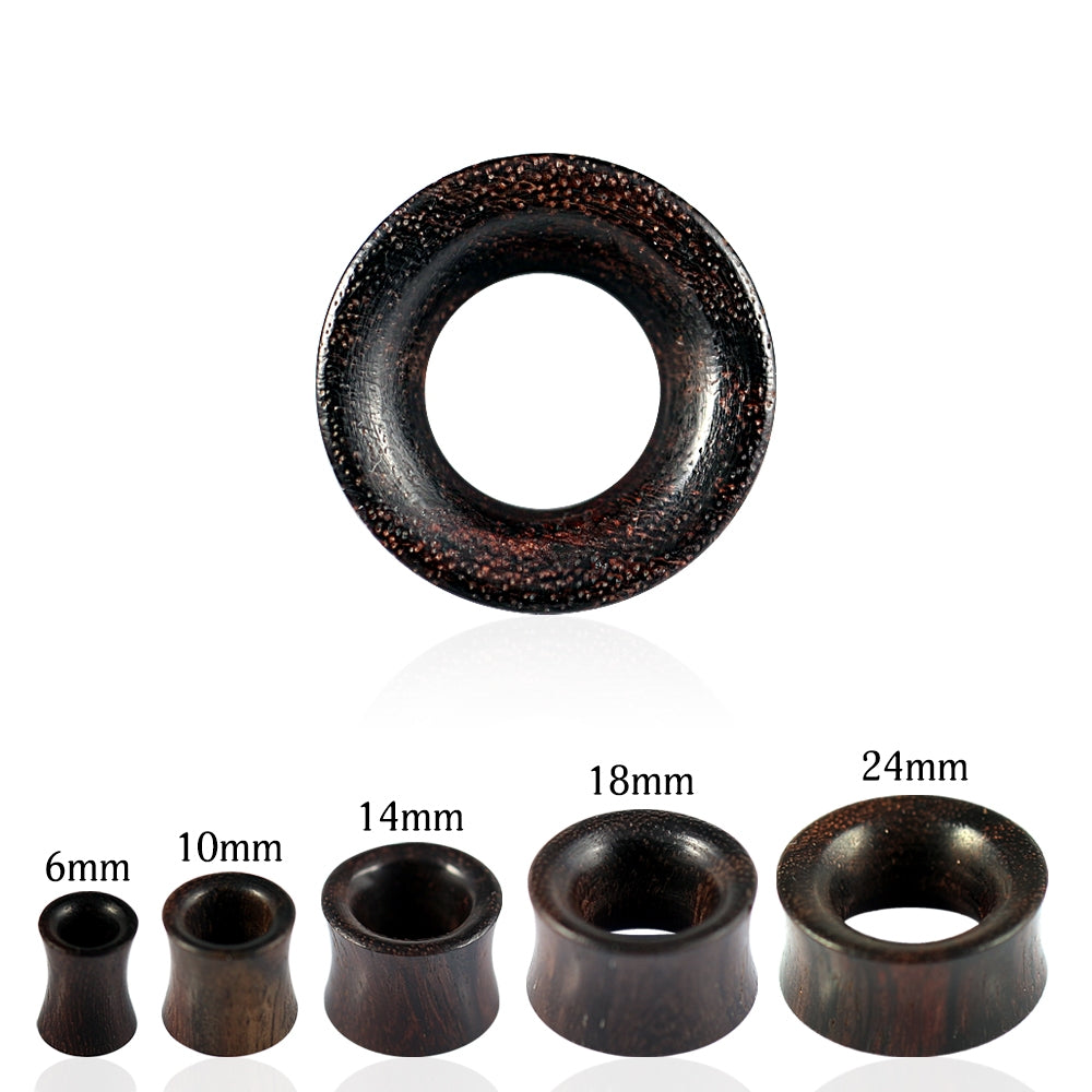 Double Flared Organic Dark Iron Wood Tunnel Ear Plug Gauges