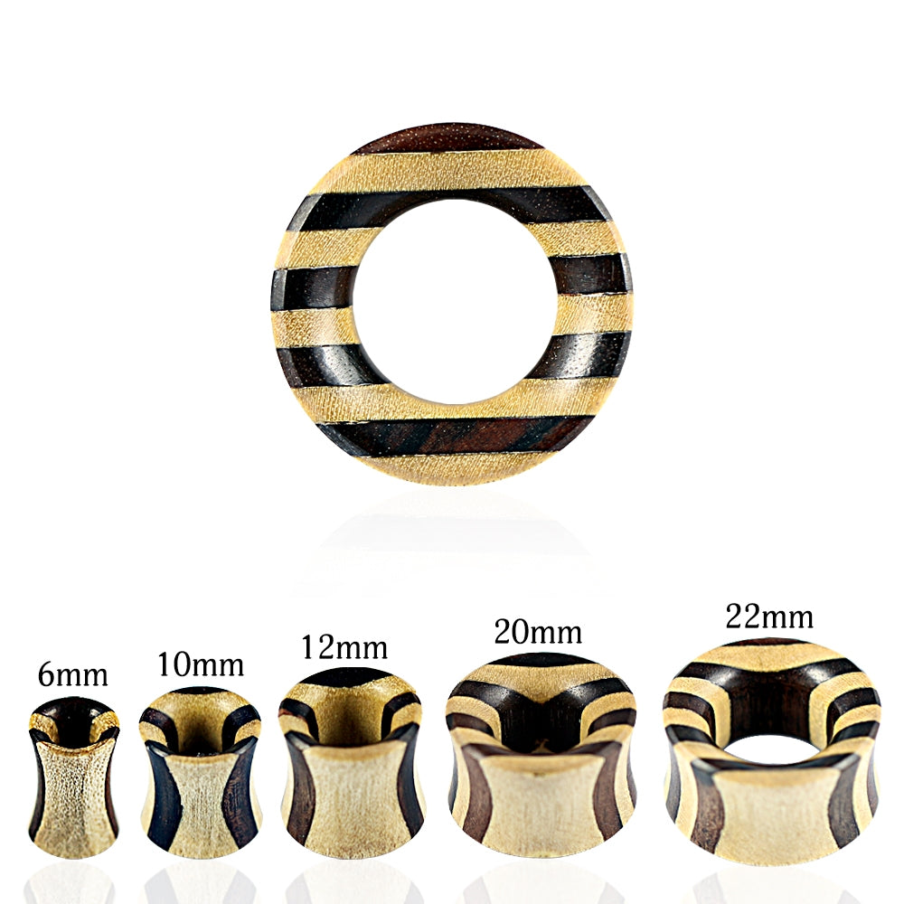 Double Flared Organic Iron and Crocodile Wood Tunnel Ear Gauges Plug