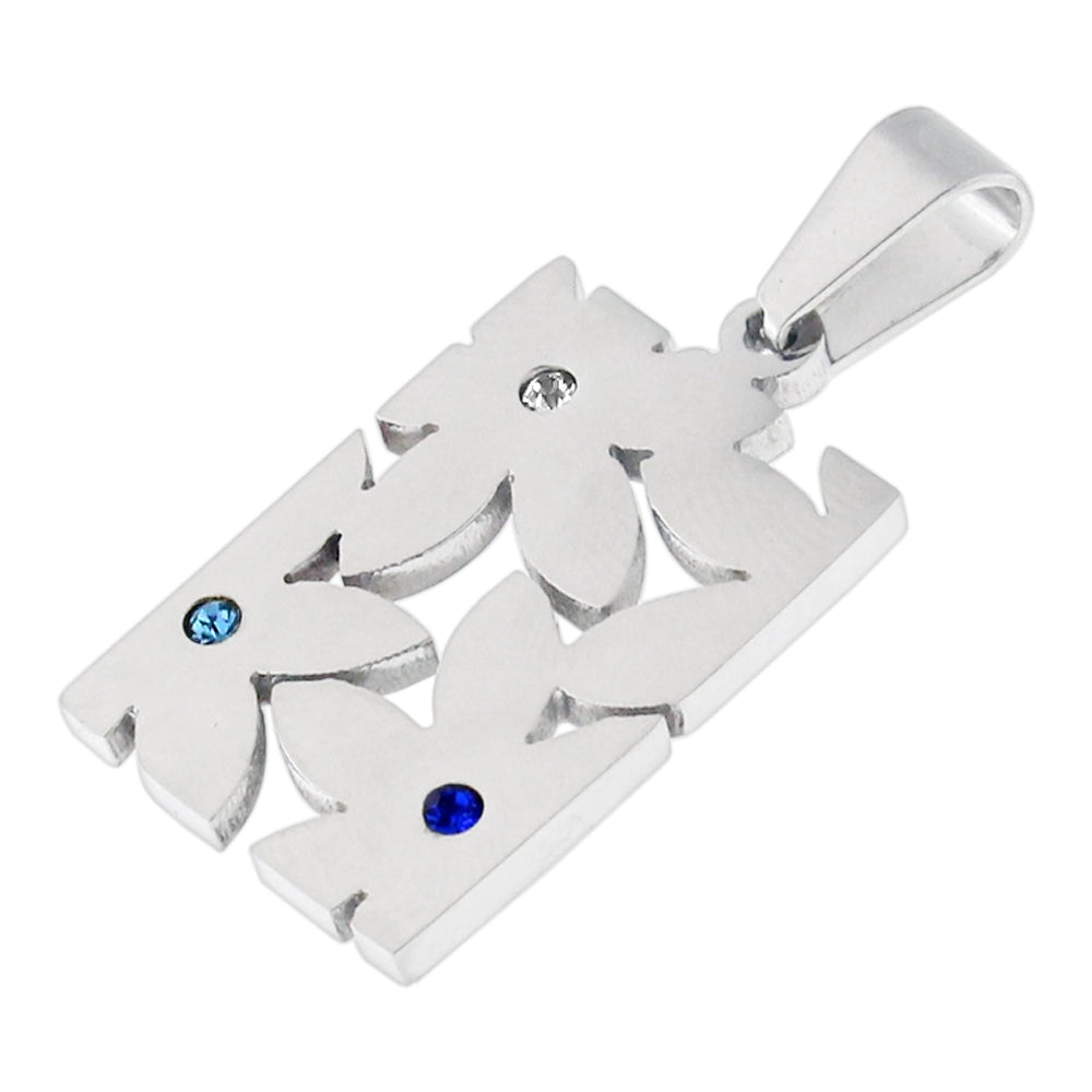 Jeweled Flower Stainless Steel Casting Pendant