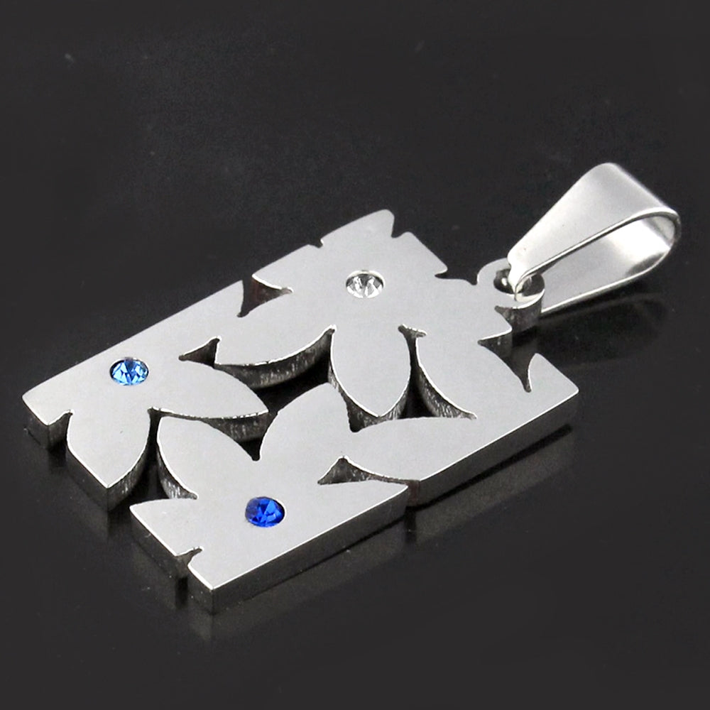 Jeweled Flower Stainless Steel Casting Pendant