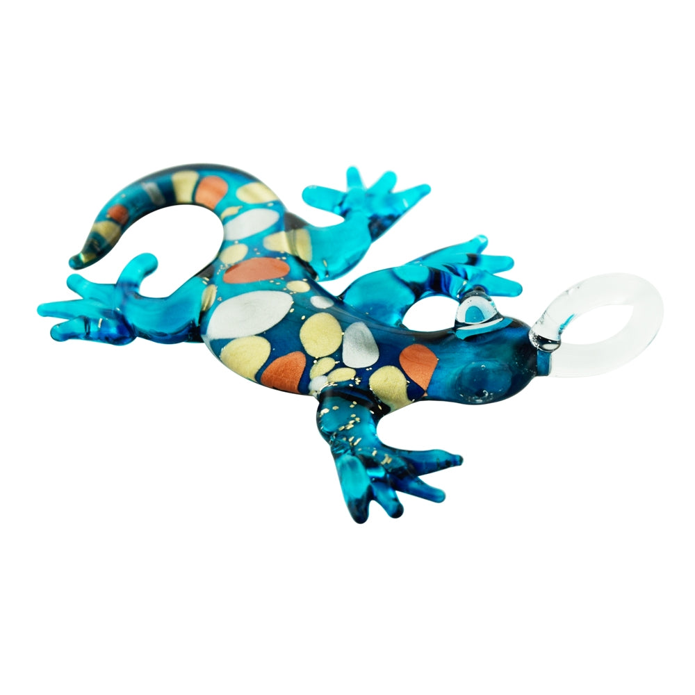 Aqua pebble Gecko Glass Pendant