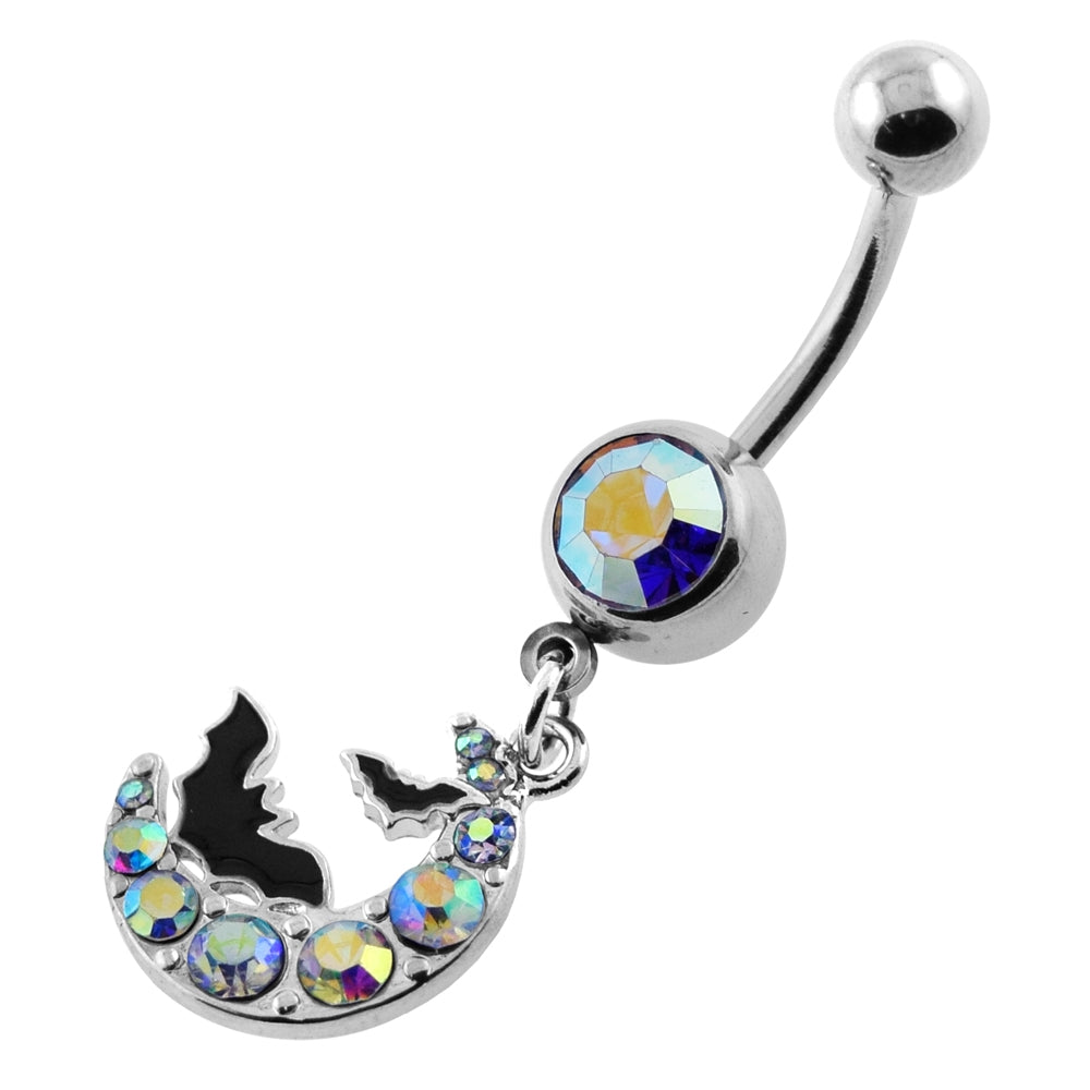 Dangling Batman Crescent Navel Belly Ring