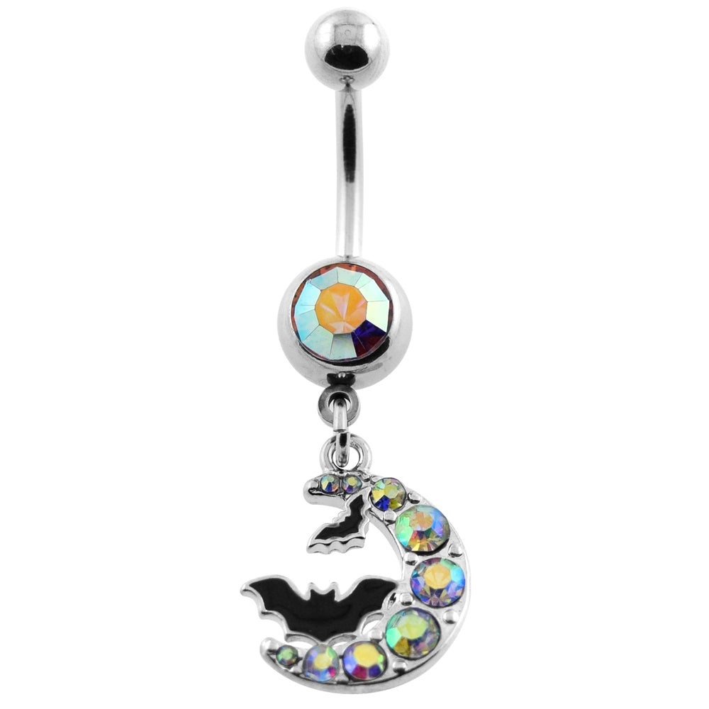 Dangling Batman Crescent Navel Belly Ring