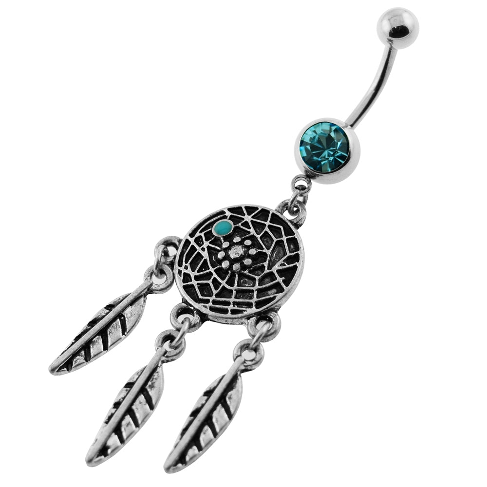 Turquoise Classic Dream Catcher Belly Button Piercing