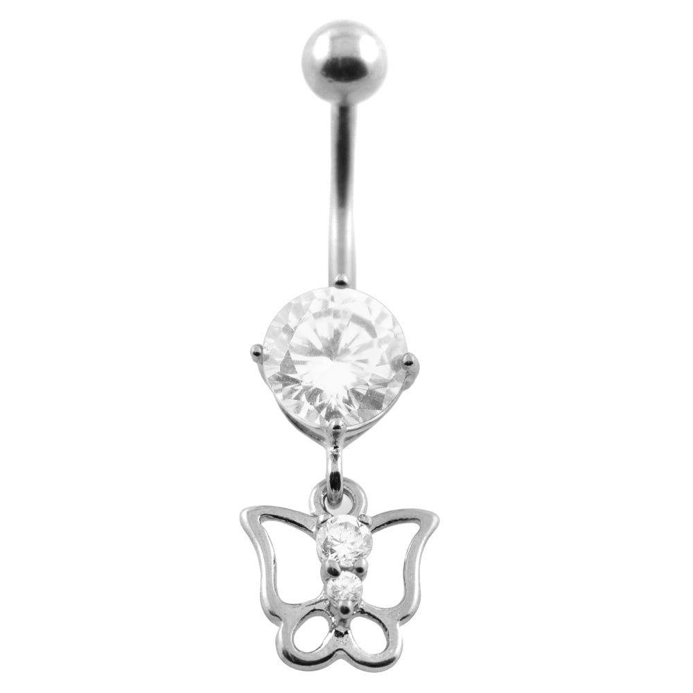 Jeweled Butterfly Cut out Belly Button Piercing