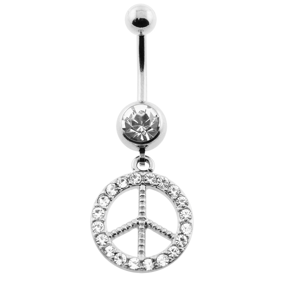 Dangling Jeweled Peace Navel Belly Ring