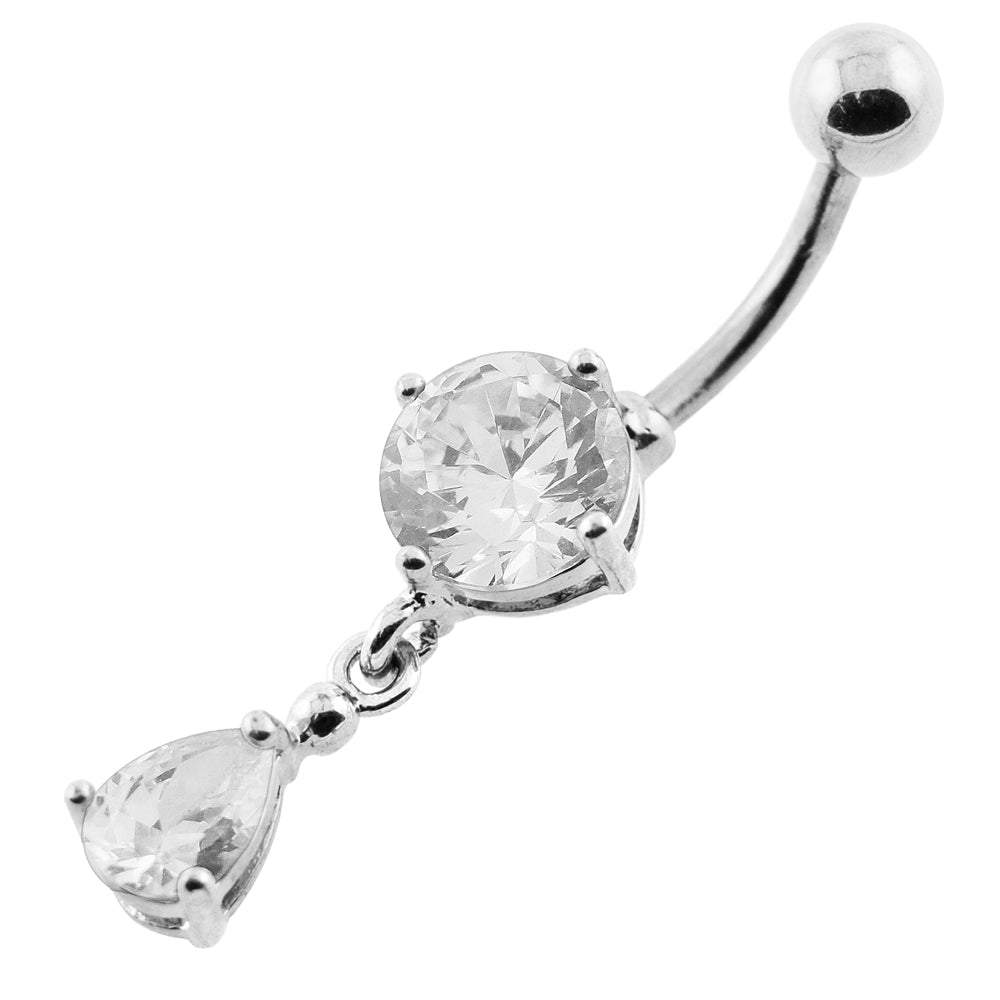 Jeweled Tear Hanging Belly Button Piercing