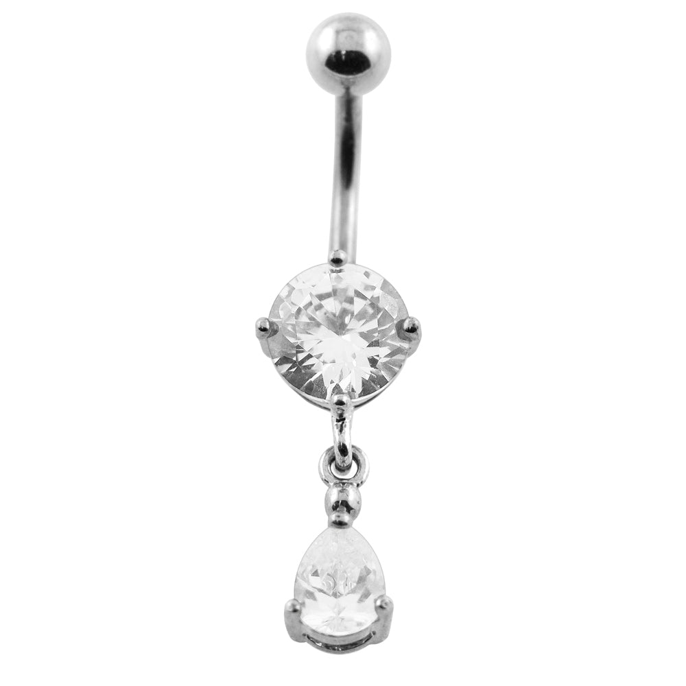 Jeweled Tear Hanging Belly Button Piercing