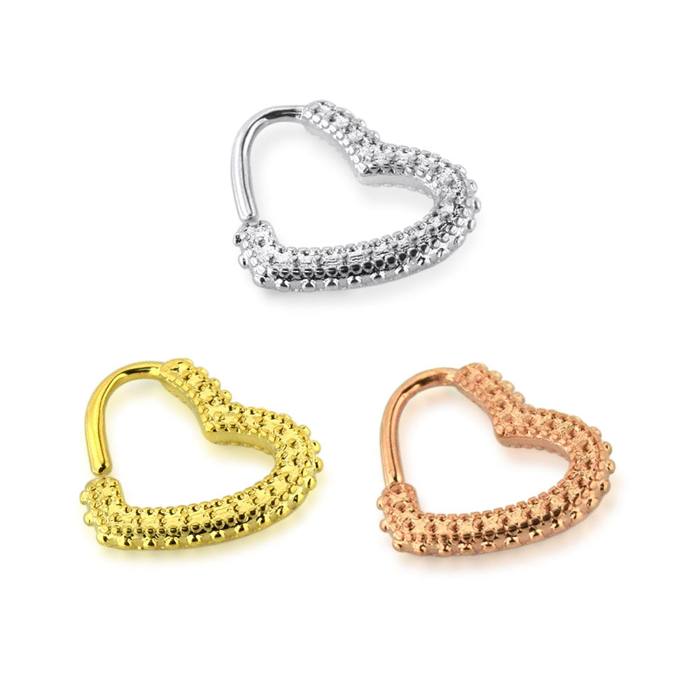 Tribal Dots Heart Cartilage Single Closure Daith piercing Ring