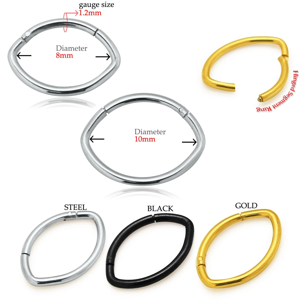 Surgical Steel Oval Shape Classic Hinged Segment Clicker Ring