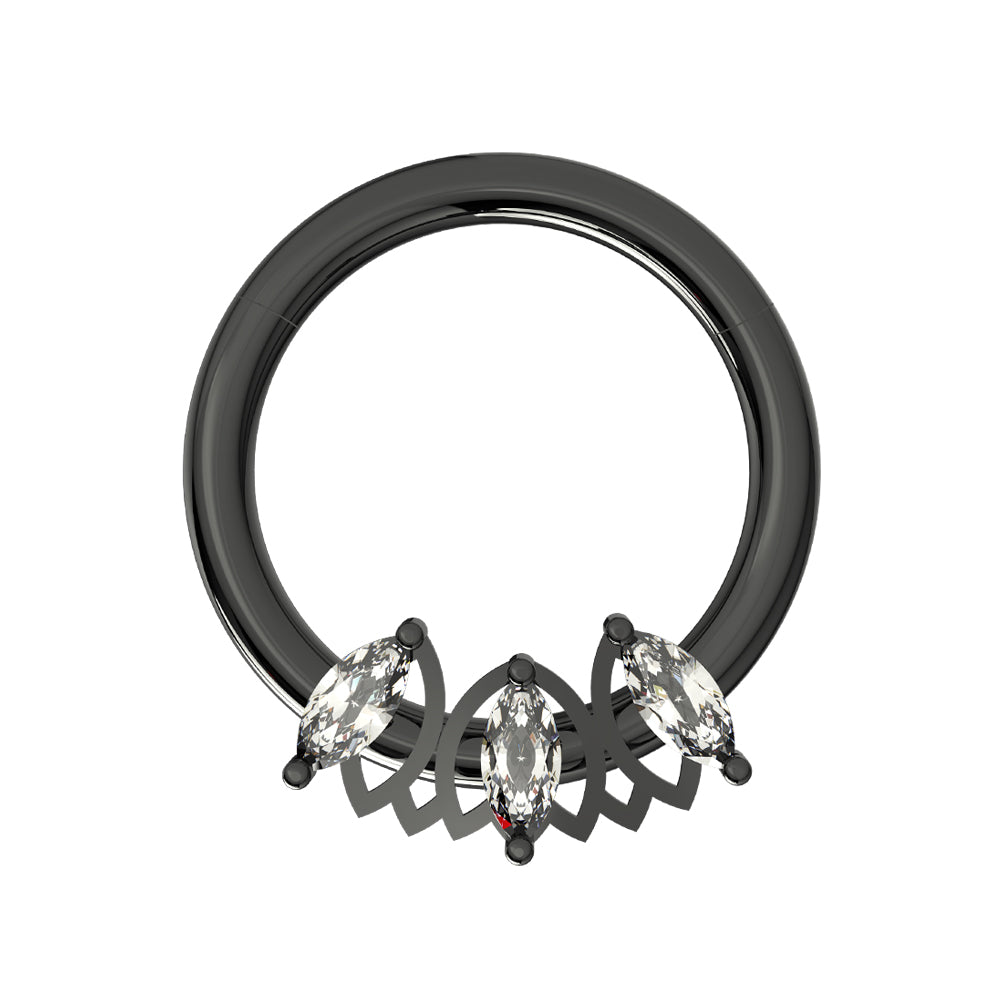 Triple Marquise CZ Stone Segment Clicker Ring