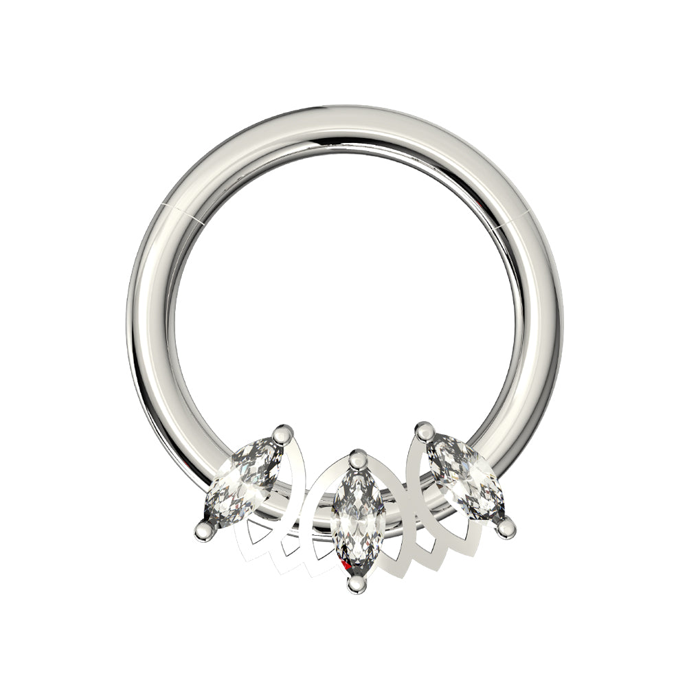 Triple Marquise CZ Stone Segment Clicker Ring