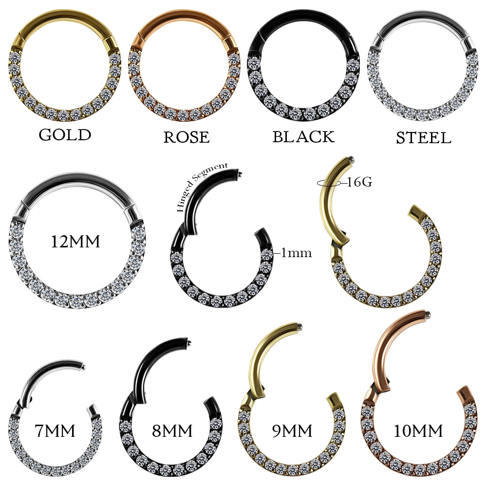 Pave Crystal Seamless Hinged Clicker Segment Ring